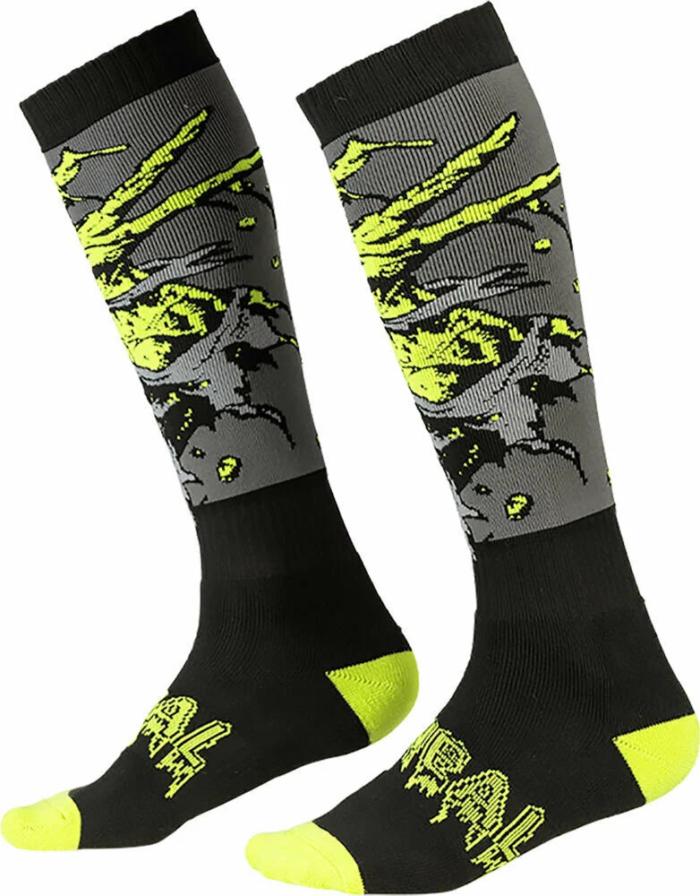 10 PCS Sosete O'Neal Pro MX Zombie negru/verde (one size)