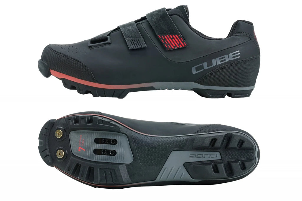 Pantofi Ciclism Cube Shoes Mtb Peak Negru/Rosu