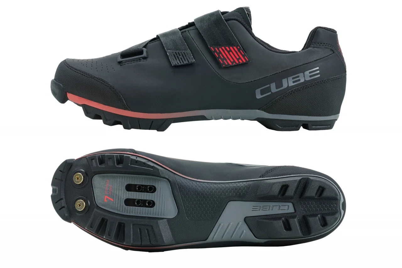 Pantofi Ciclism Cube Shoes Mtb Peak Negru/Rosu